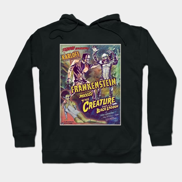 Frankenstein vs. The Creature From The Black Lagoon Hoodie by Drive-In Mob